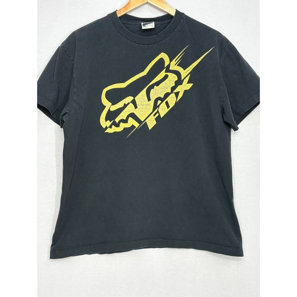 FOX Motorcycle Dirt Bikes T-Shirt Mens Black Comfy Graphic Racing Large Vintage